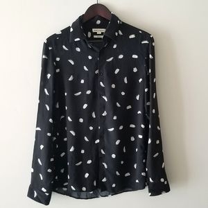 Reiss Navy Blue Paintstroke Slim Fit Shirt